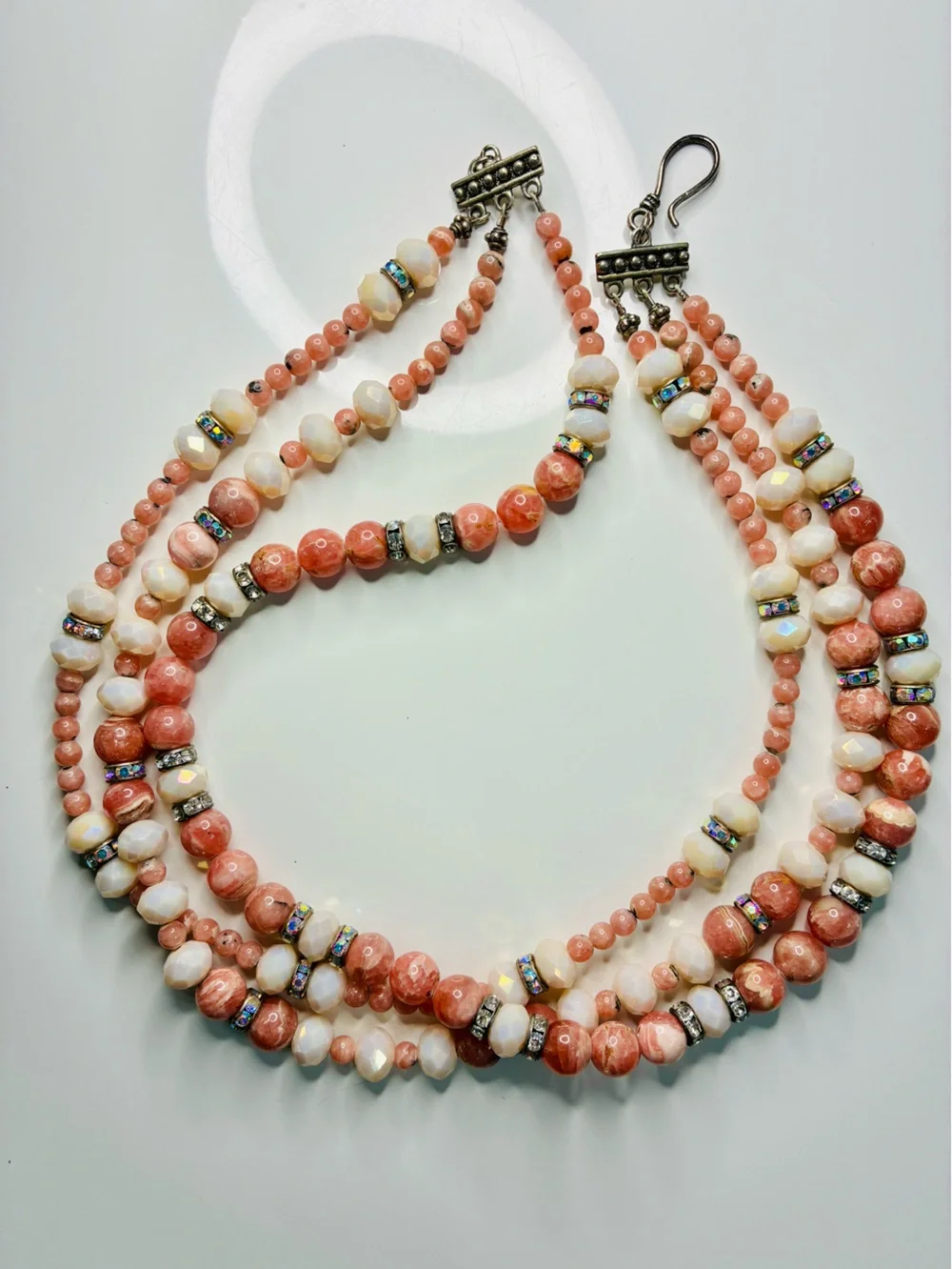 Handmade Elegant Pink Natural Stone Beaded Layered Necklace - Women Jewelry READ